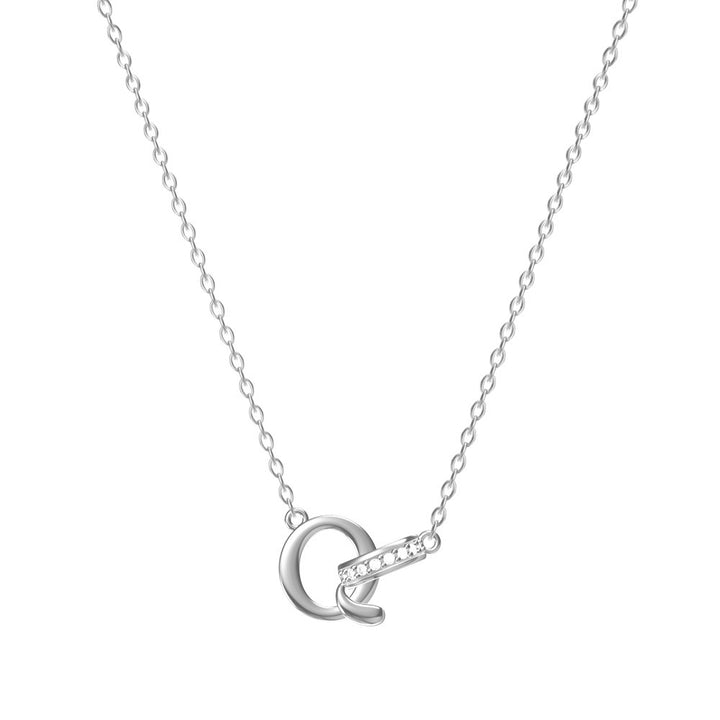 S925 Sterling Silver Micro-Pavé Ring Initial Necklace