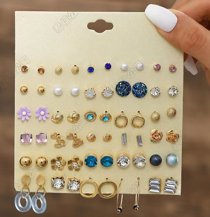 30-Piece Stud Earring Set Mix & Match Stars, Flowers & Pearls