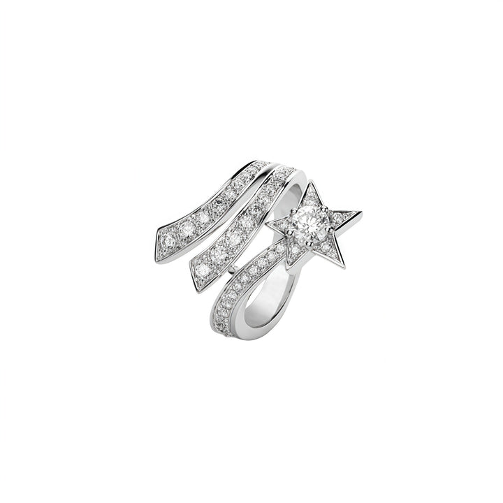 S925 Sterling Silver Shooting Star Pavé Ring Celestial Statement Ring