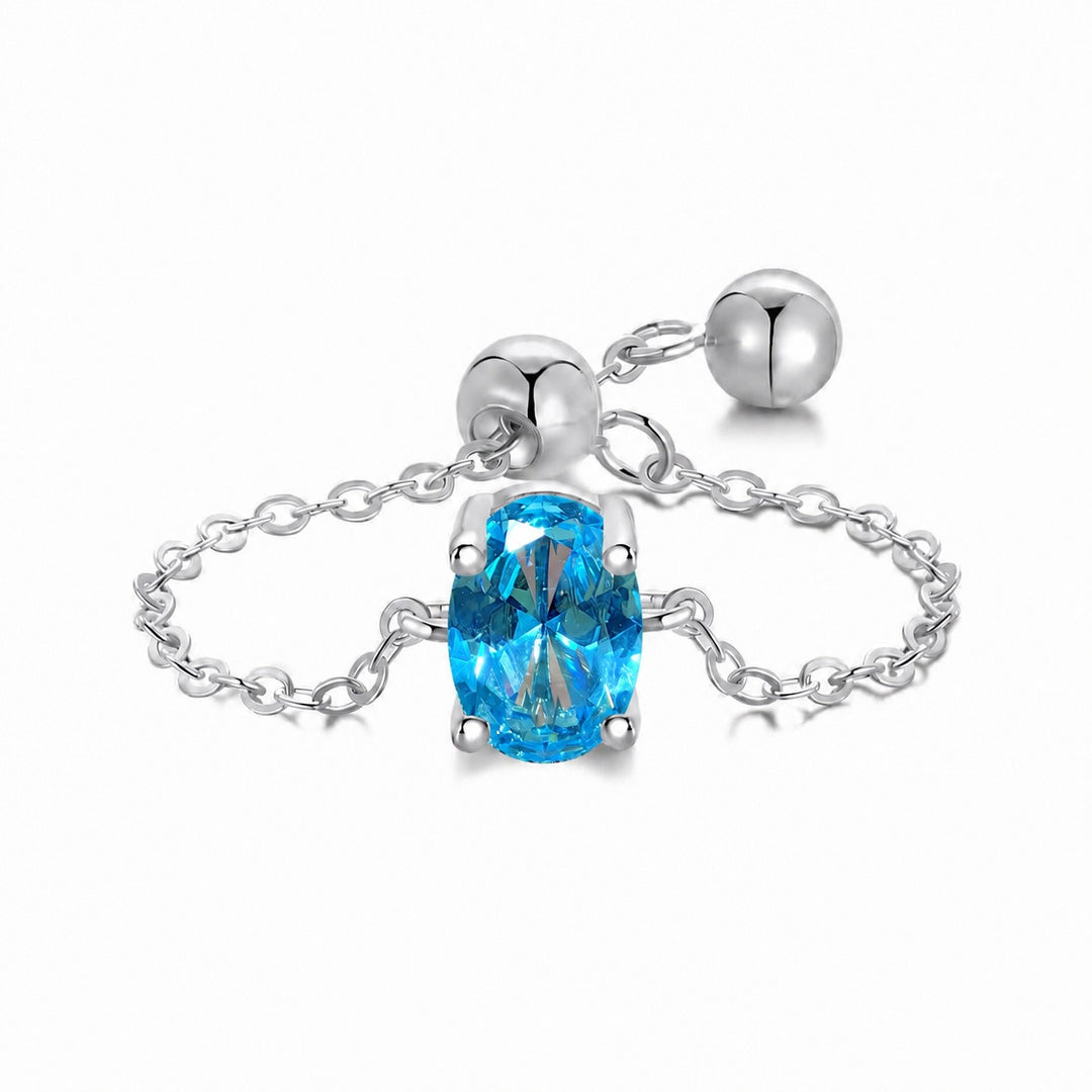 S925 Silver Adjustable Chain Ring | Teardrop, Emerald & Oval CZ
