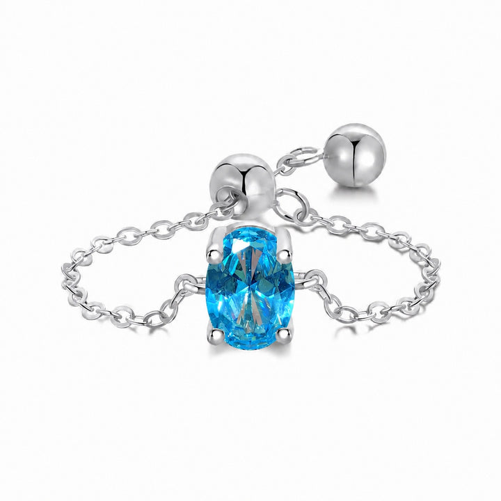 S925 Silver Adjustable Chain Ring | Teardrop, Emerald & Oval CZ