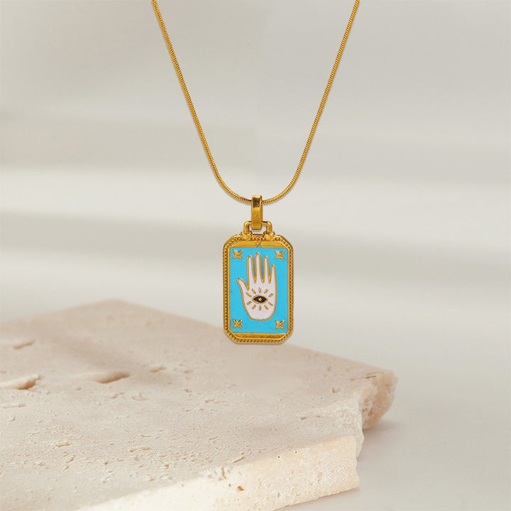 Tarot Promise 14K Gold Plated Micro-Pavé Enamel Tarot Card Necklace