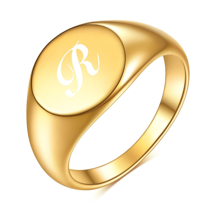 Personalized Script Initial Signet Ring