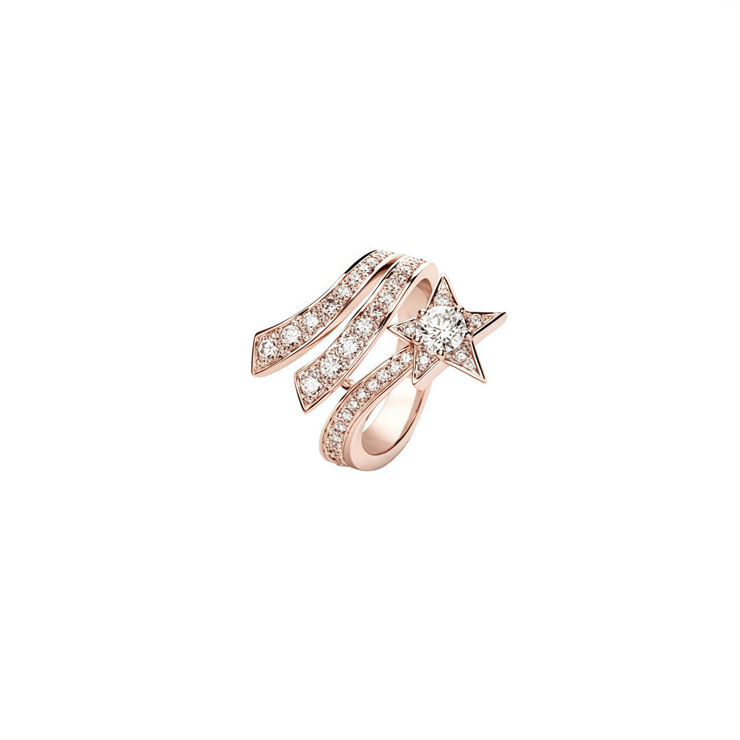 S925 Sterling Silver Shooting Star Pavé Ring Celestial Statement Ring