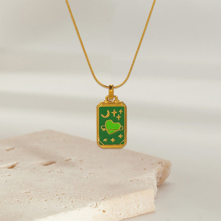 Tarot Promise 14K Gold Plated Micro-Pavé Enamel Tarot Card Necklace