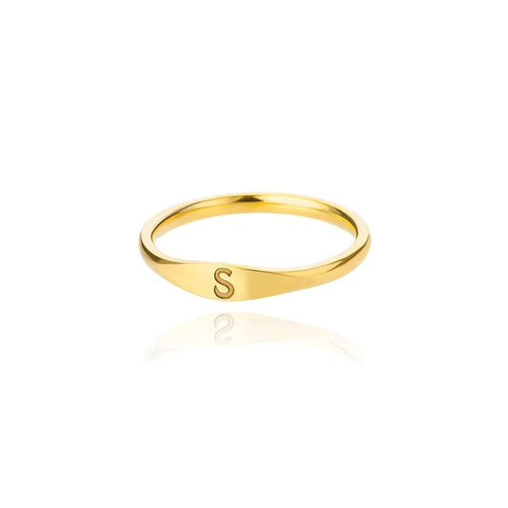 Dainty Minimalist Initial Ring