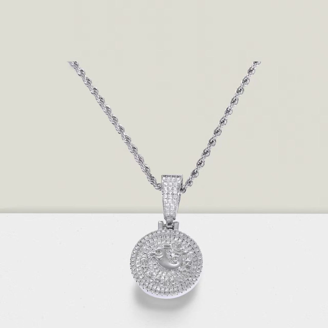 Celestial Mark 14K Gold Plated Zodiac Pavé Coin Pendant Necklace