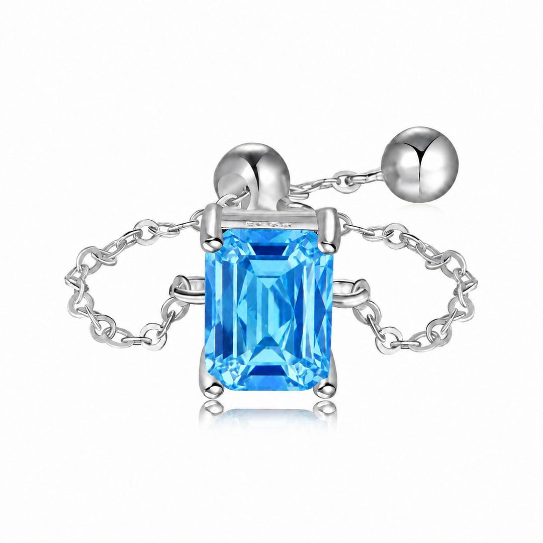 S925 Silver Adjustable Chain Ring | Teardrop, Emerald & Oval CZ
