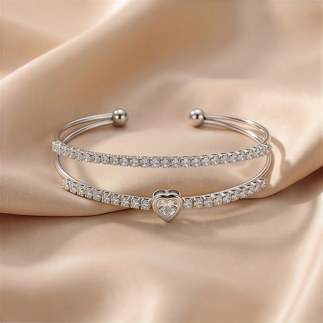 S925 Sterling Silver 3D Floral Cuff Bracelet