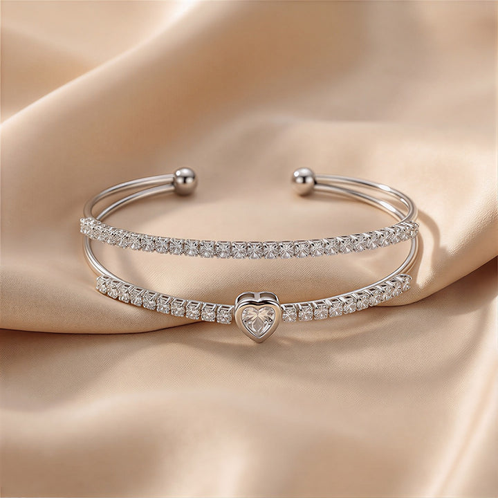 S925 Sterling Silver 3D Floral Cuff Bracelet