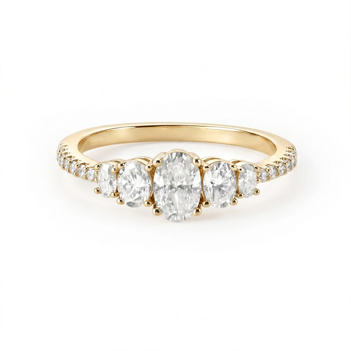 S925 Sterling Silver Five-Stone Moissanite Ring