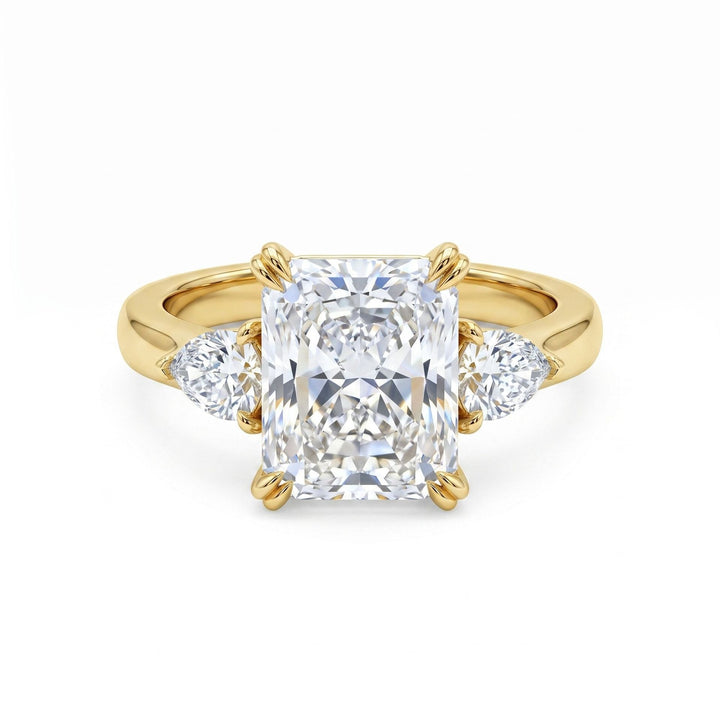 S925 Silver Cushion Cut Three-Stone Ring Pear Accent Engagement Ring