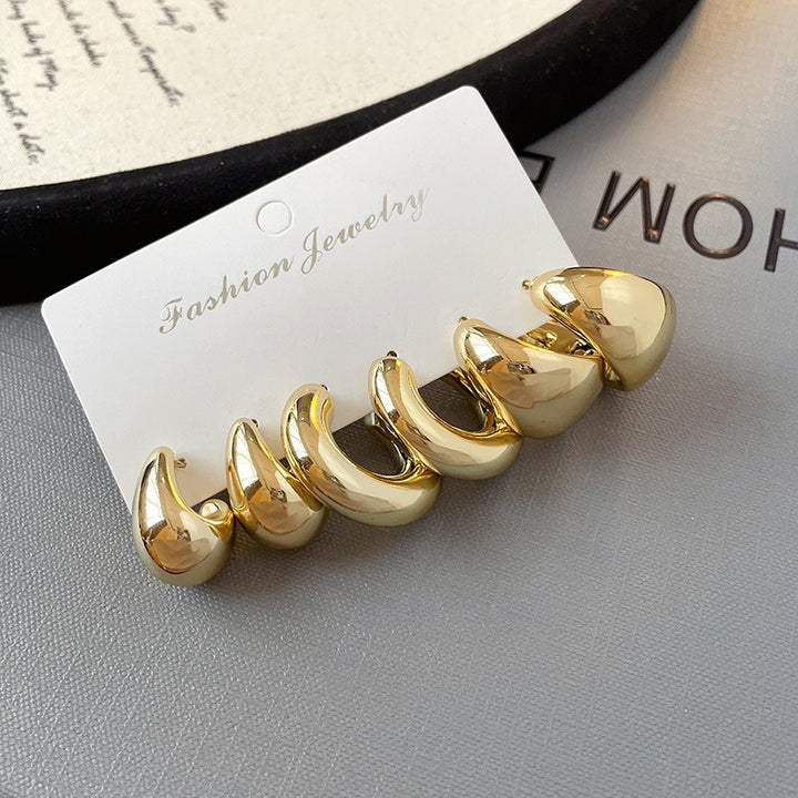 Minimalist 3-Pair Textured Acrylic Hoop Earrings Set Smooth, Hammered & Ribbed Chunky Hoops