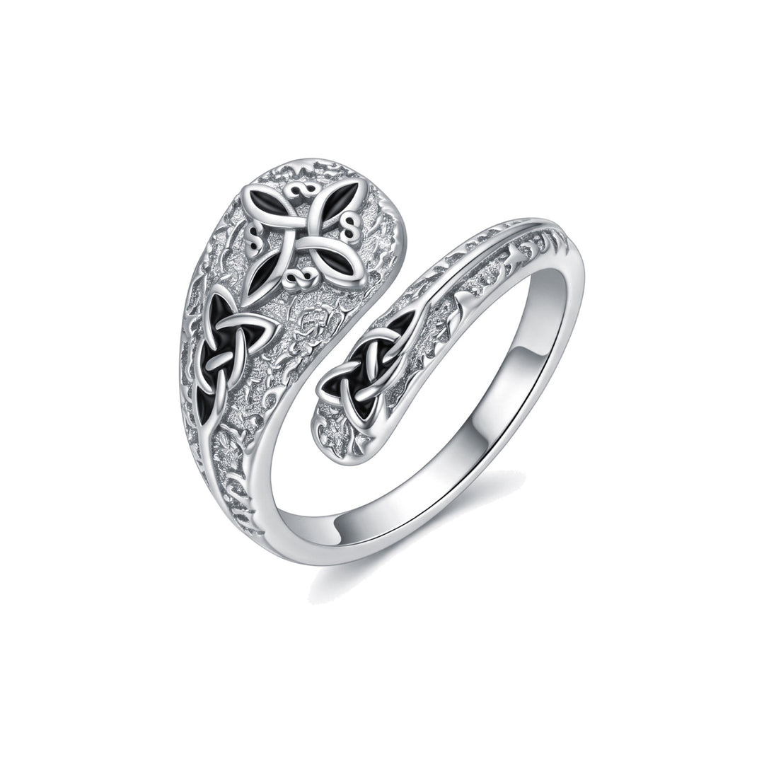S925 Sterling Silver Celtic Knot Open Ring
