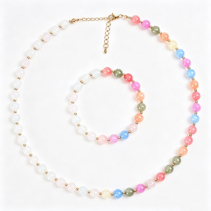 Sunlight Activation Dopamine UV Color-Changing Beaded Necklace Bracelet Set