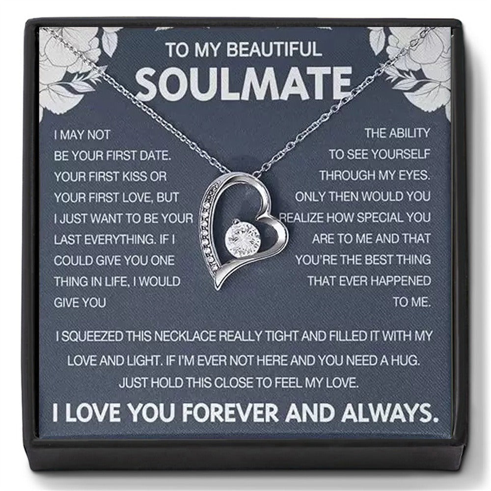 Eternal Love Floating Heart Necklace Personalized Gift Set for Her To My Daughter/Wife/Grandma/Mom/ Granddaughter(Gift Box & Card Included)