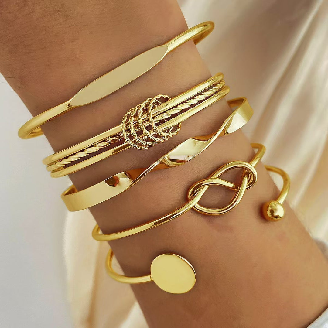 Gold & Silver Vintage Twisted & Geometric Stackable Bangle Set