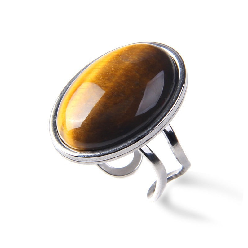 Vintage Natural Gemstone Open Ring