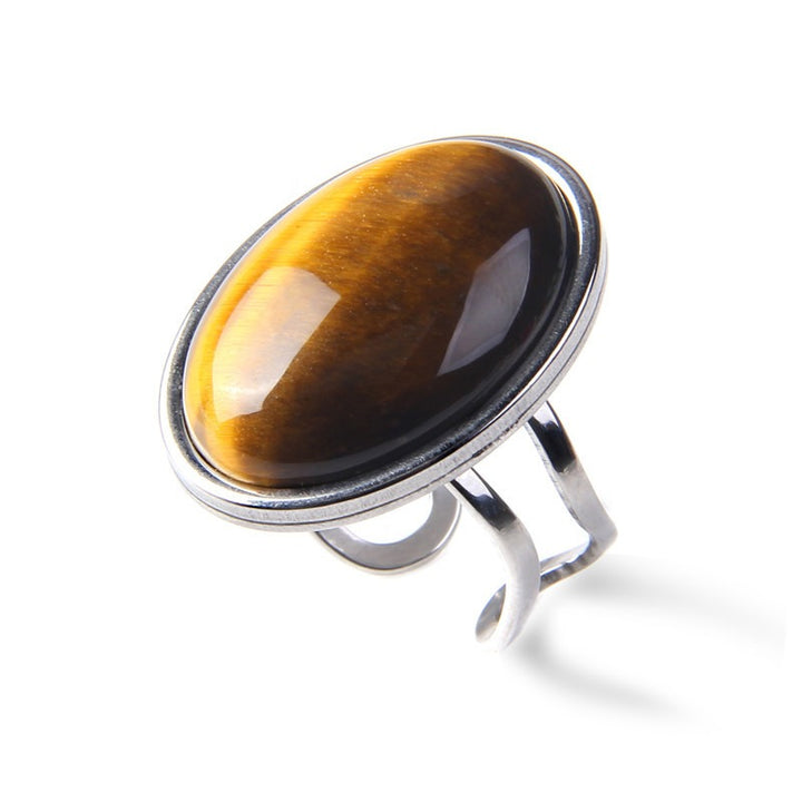 Vintage Natural Gemstone Open Ring