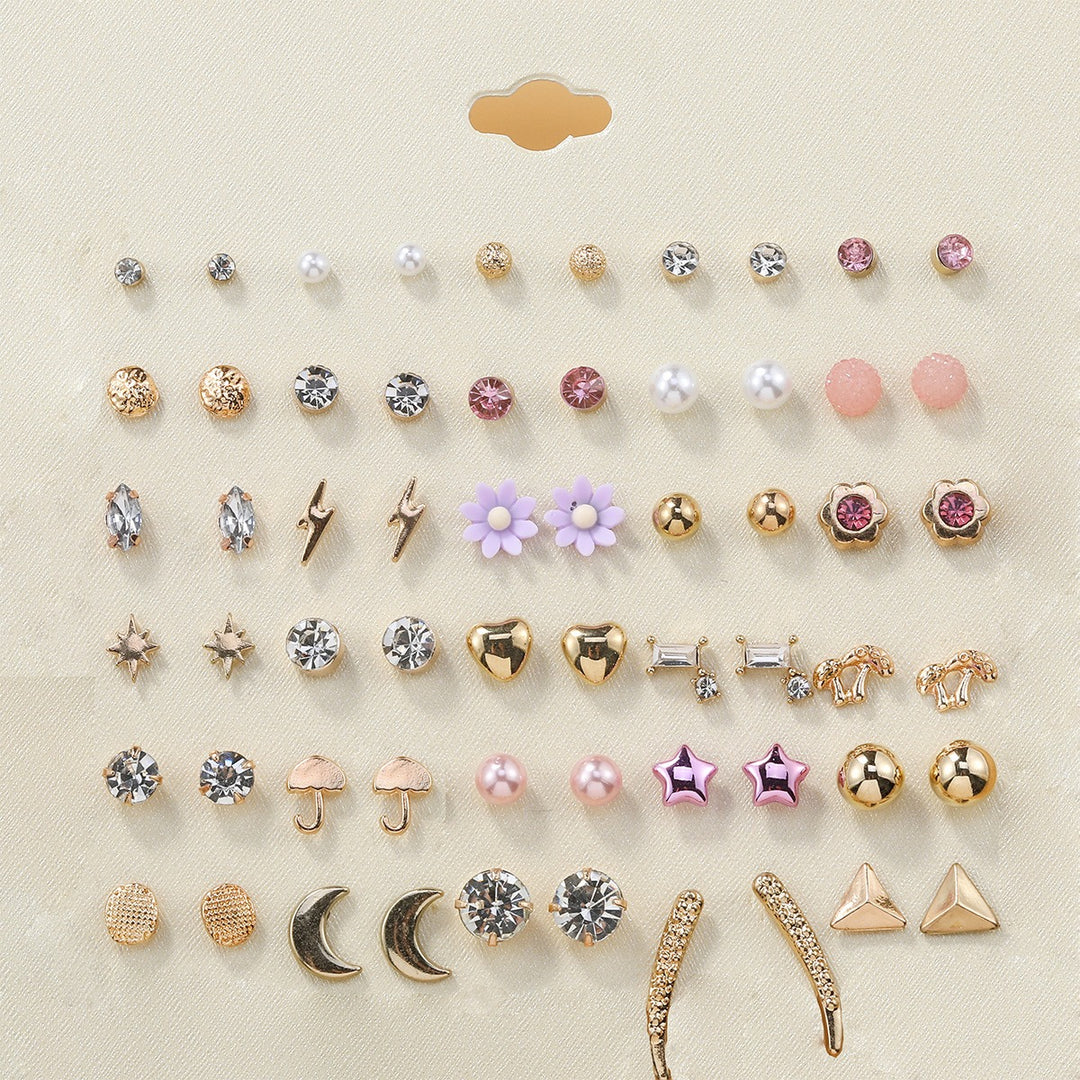 30-Piece Stud Earring Set Mix & Match Stars, Flowers & Pearls