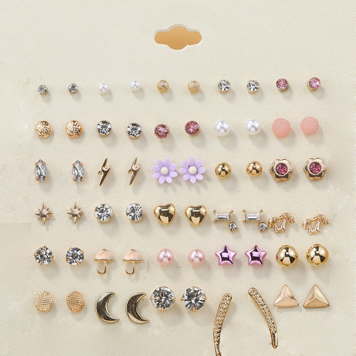 30-Piece Stud Earring Set Mix & Match Stars, Flowers & Pearls