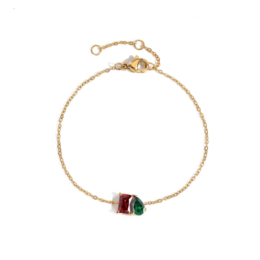 18K Gold Toi et Moi Birthstone Bracelet