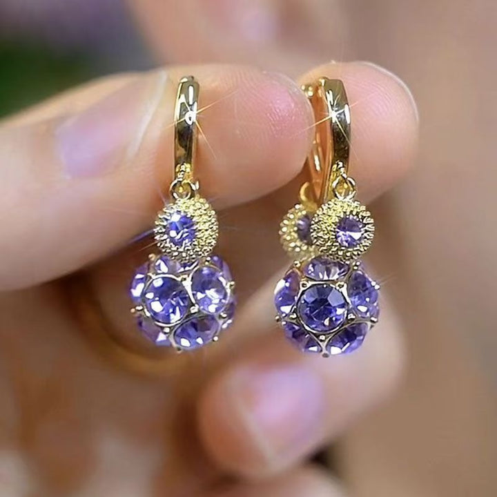 18K Gold Vintage Ball Drop Leverback Earrings | 3D CZ Sphere Pendant