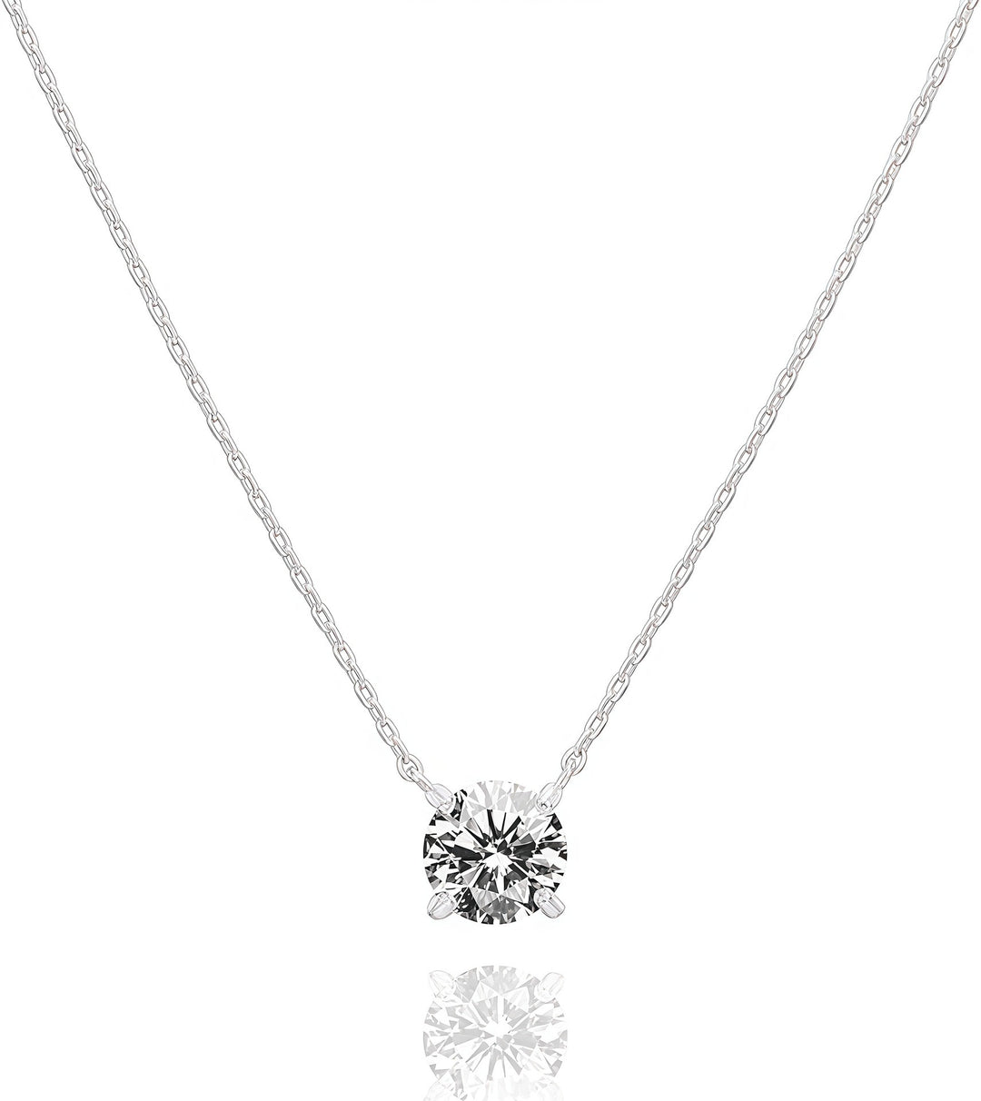 Classic 4-Prong Solitaire Necklace Minimalist Everyday Clavicle Chain