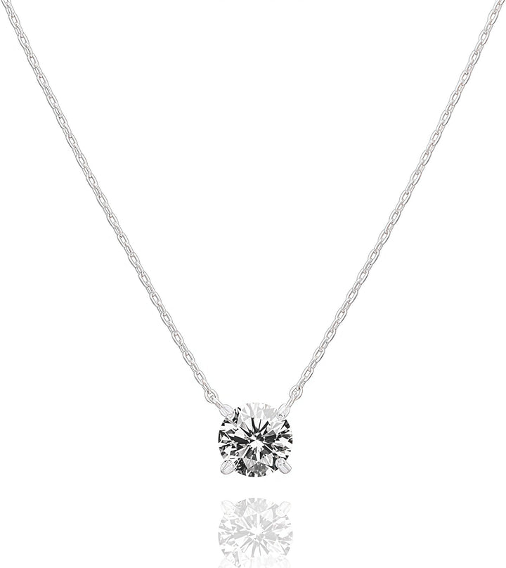 Classic 4-Prong Solitaire Necklace Minimalist Everyday Clavicle Chain
