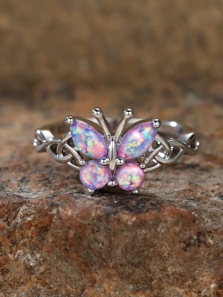 Light of Transformation S925 Sterling Silver Celtic Knot Butterfly Ring