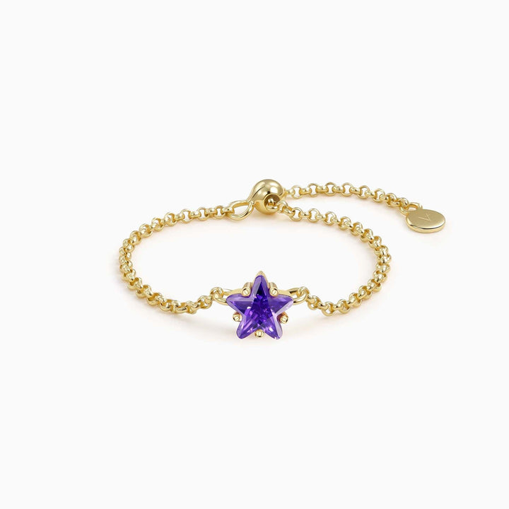 S925 Silver Star CZ Chain Link Adjustable Ring