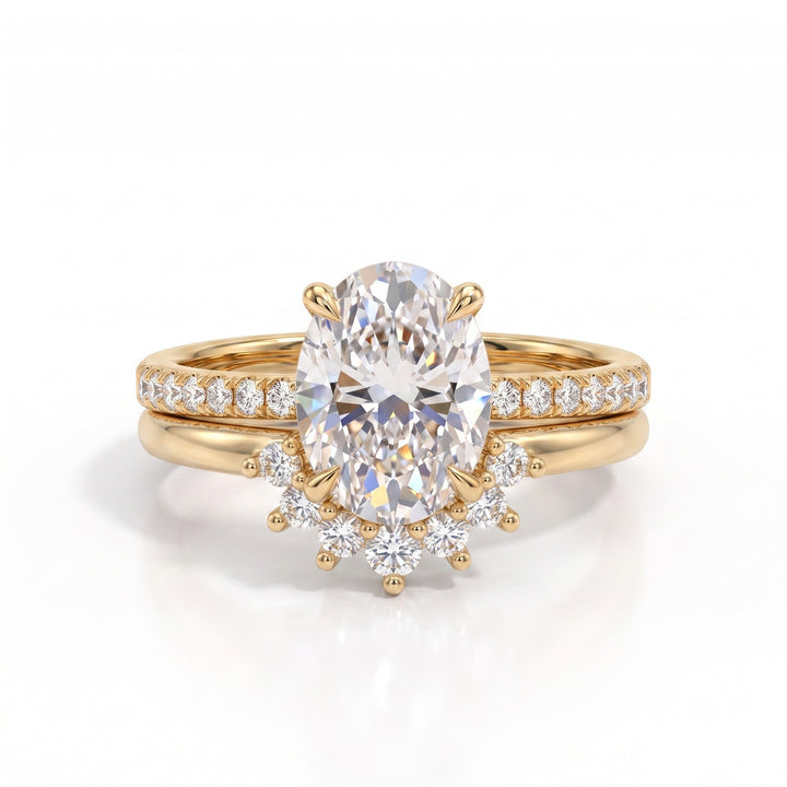 S925 Sterling Silver Classic Oval Cut Bridal Ring Set