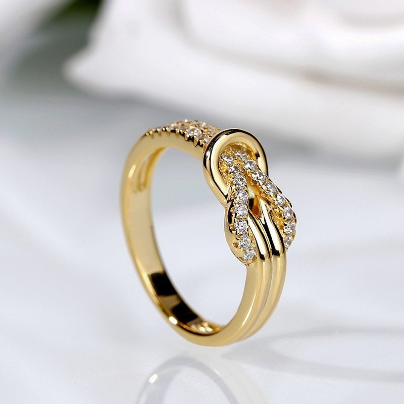 S925 Sterling Silver Infinity Ring with Pavé Stones Eternal Love Intertwined Band