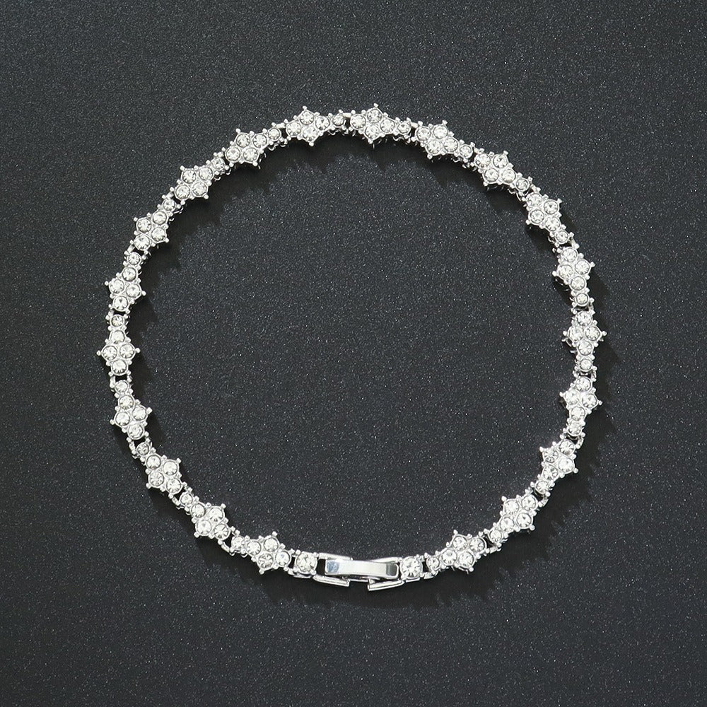 Stellar Cross Full Crystal Tennis Bracelet 5 Color Options Timeless Elegance Protection