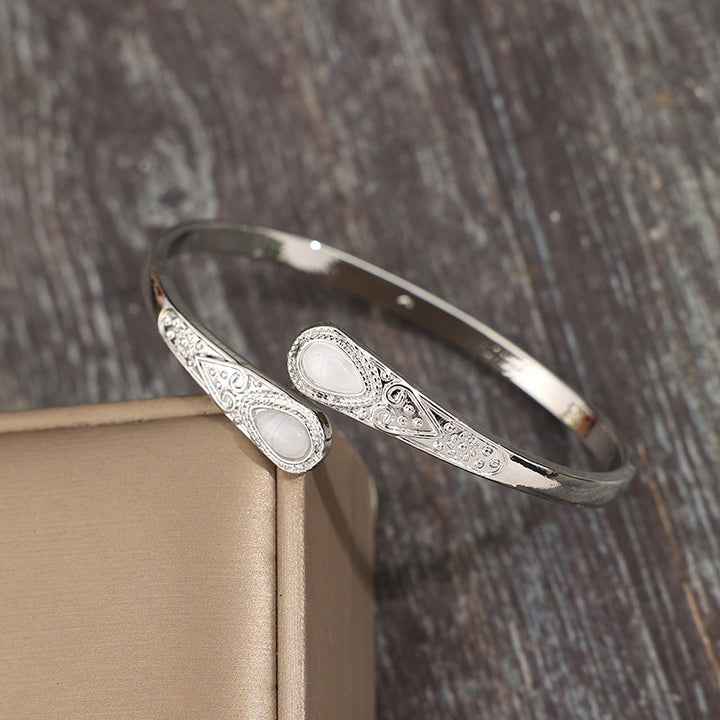 Spirit Guardian Vintage Silver Multi-Gemstone Open Cuff Bracelet