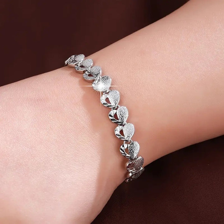 Hollow Heart 18K Gold Plated Link Bracelet
