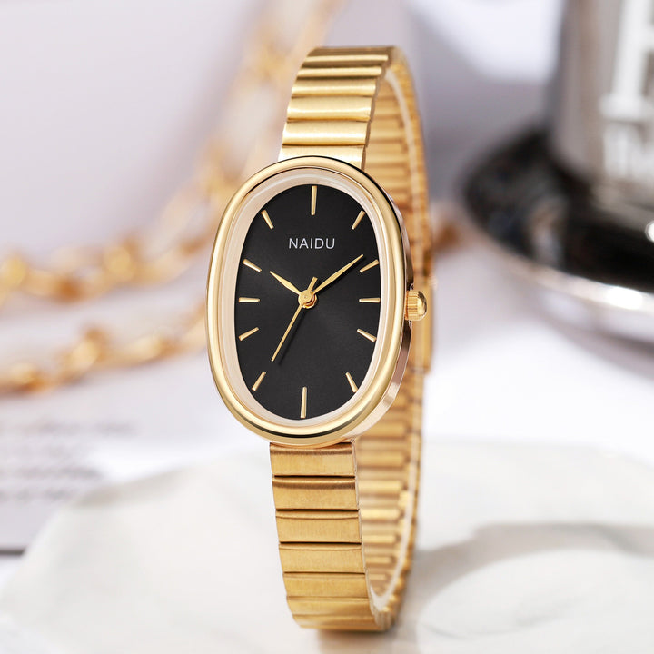 Vintage Oval Quiet Luxury Stretch Band Watch