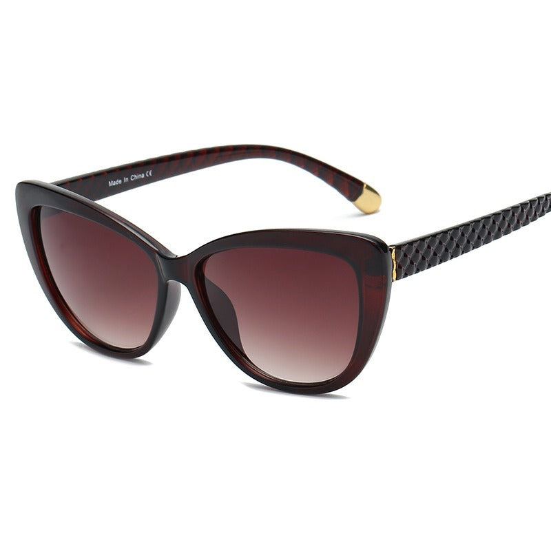 Vintage Cat-Eye Woven Texture Polarized Sunglasses