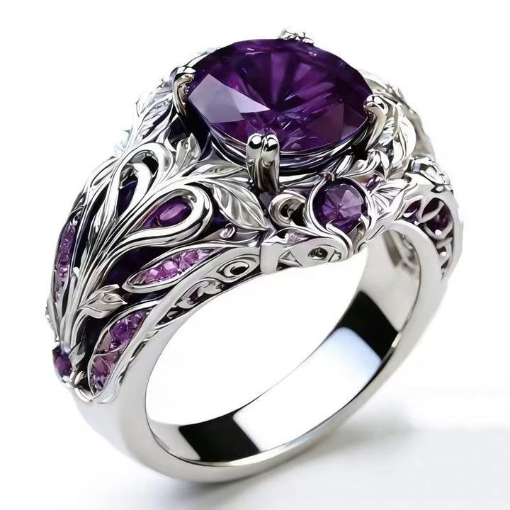 S925 Sterling Silver With 18K Gold Two-Tone Art Nouveau Vine Carved Ring