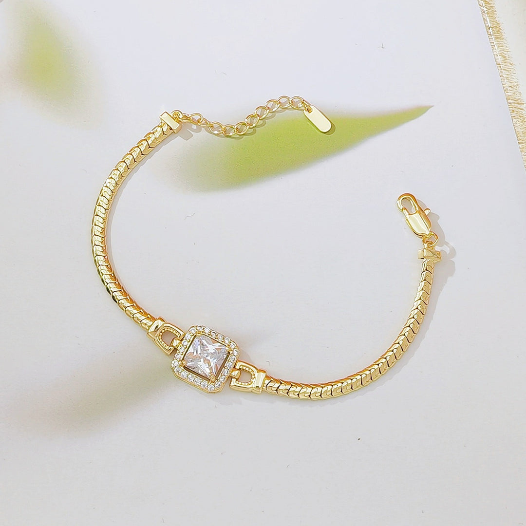 18K Gold Plated Snake Chain CZ Bracelet Collection