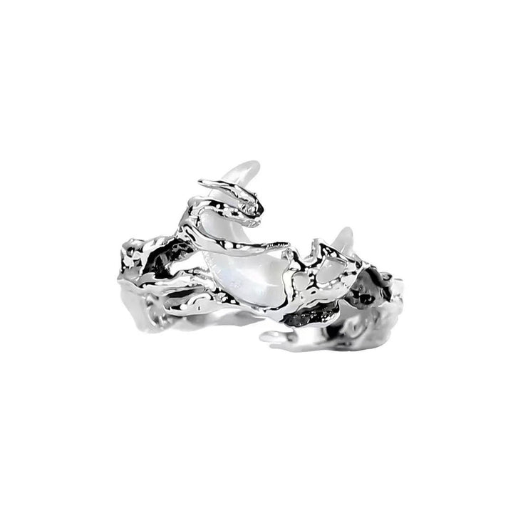 Sterling Silver Molten Texture Sun Moon Ring