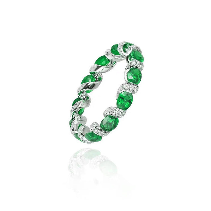 Intertwined Elegance S925 Silver Handcrafted Gemstone Pavé Band Ring