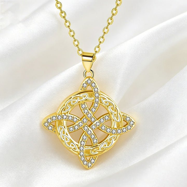 S925 Silver Micro-Pavé Witches Knot Protection Amulet Necklace