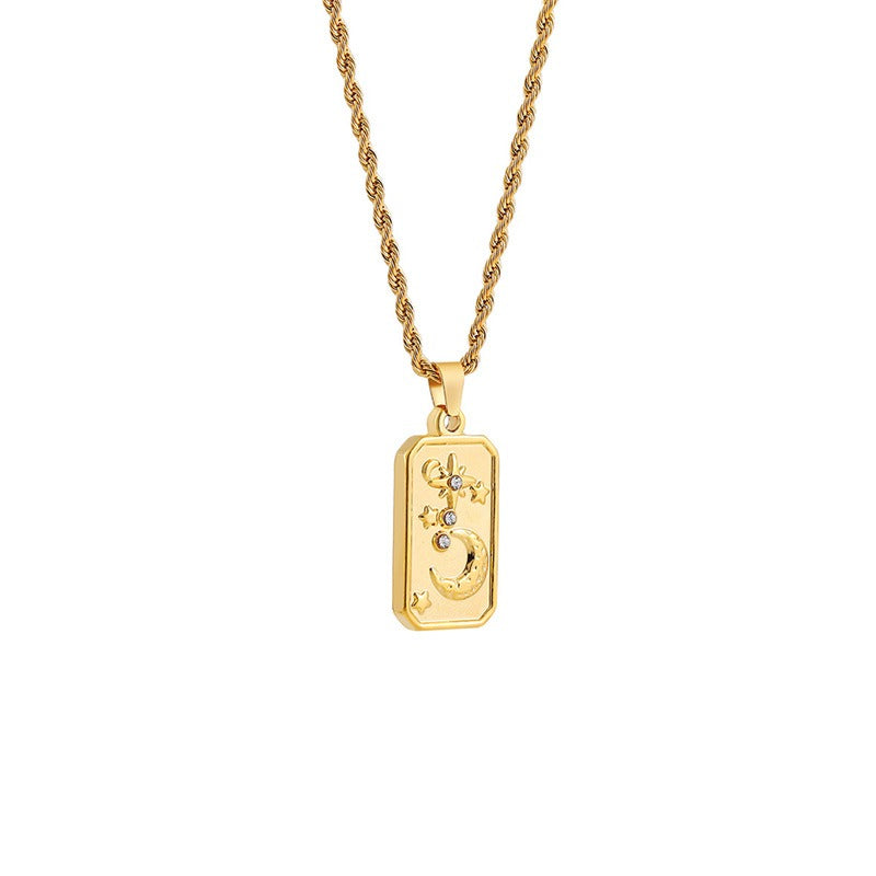 Tarot Promise 14K Gold Plated Micro-Pavé Enamel Tarot Card Necklace