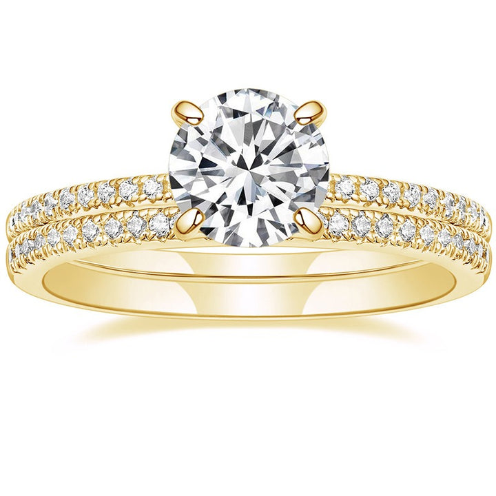 Dainty S925 Silver 2-Piece Bridal Ring Set