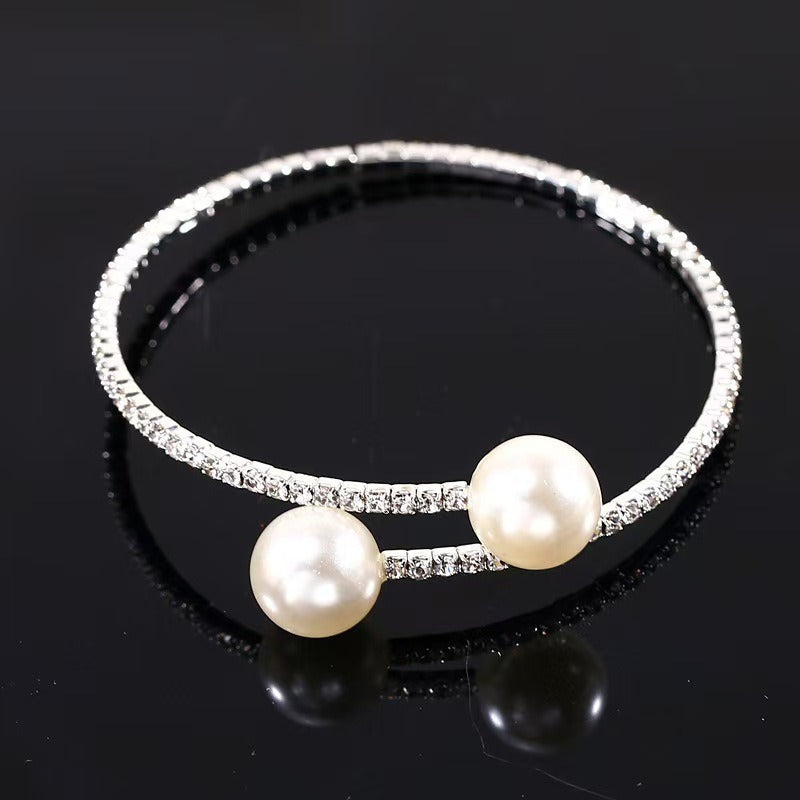 Starlight Pearl Micro-Pavé Crystal Open Cuff Bangle