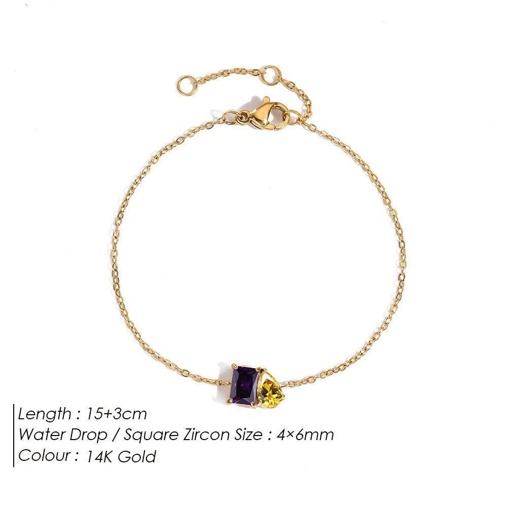 14K Gold Dual Birthstone Bracelet