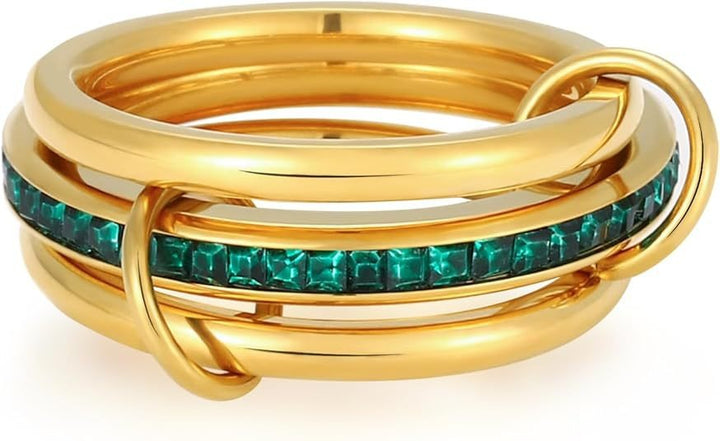14K Gold Plated Multi-Layer Interlocking Ring