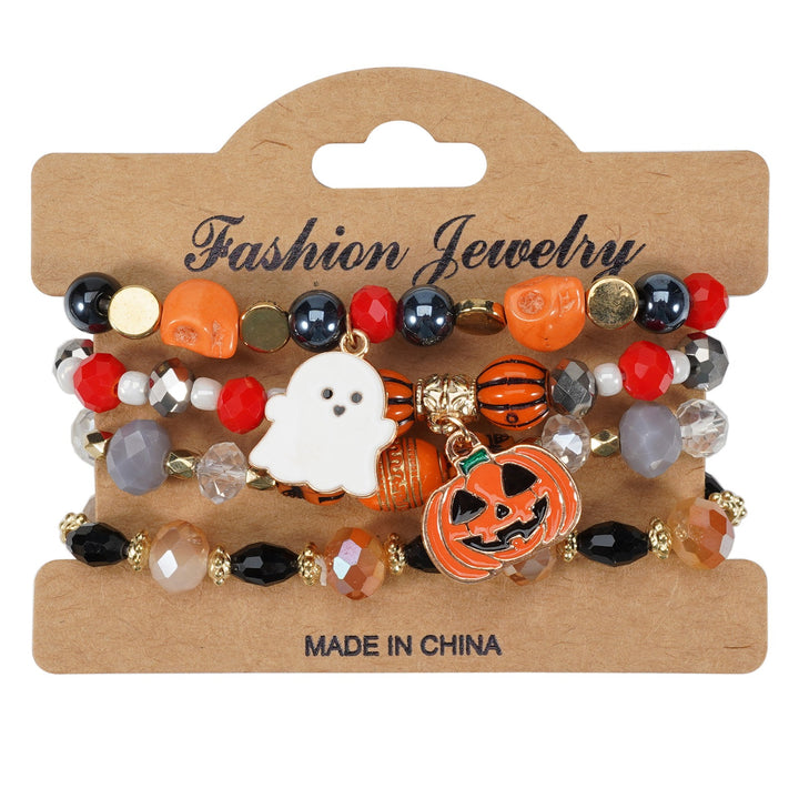 Halloween Spooky-Cute Party Multi-Layer Beaded Letter Stack Bracelet Set