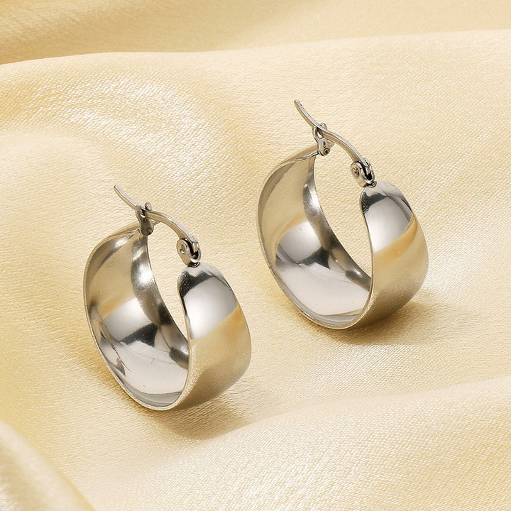 14K Gold Plated / S925 Sterling Silver Domed Chunky Hoop Earrings